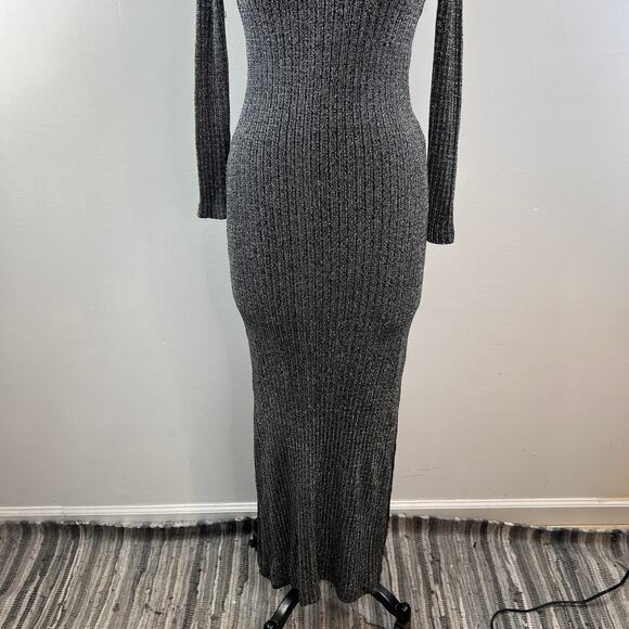 VINTAGE Moody Street by Puritan Metallic Knit Maxi Dress Mock Neck Long Sleeve M - Picture 3 of 8